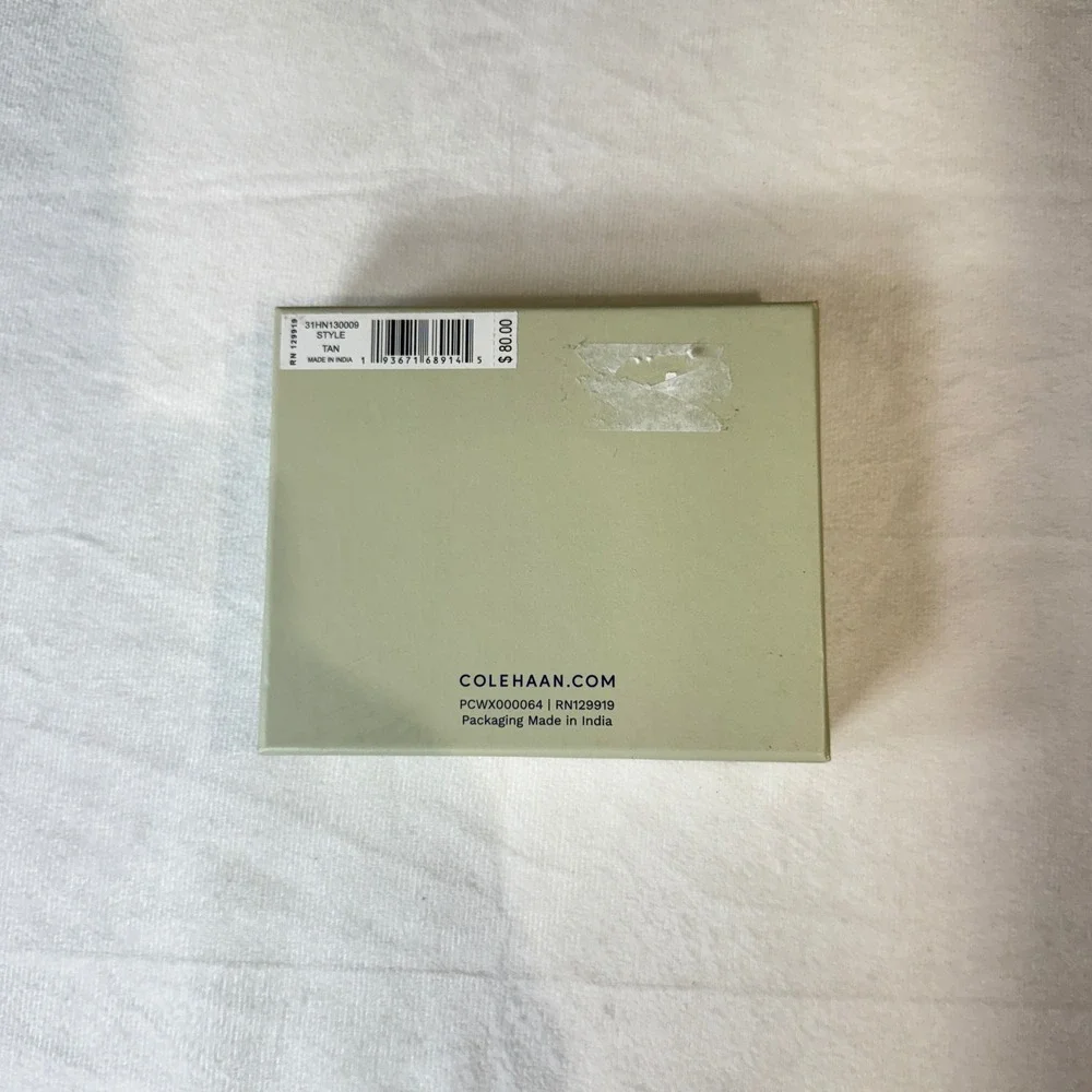 Cole Haan Mens‎ Leather Bifold Wallet Tan Card Holder Classic Business Style